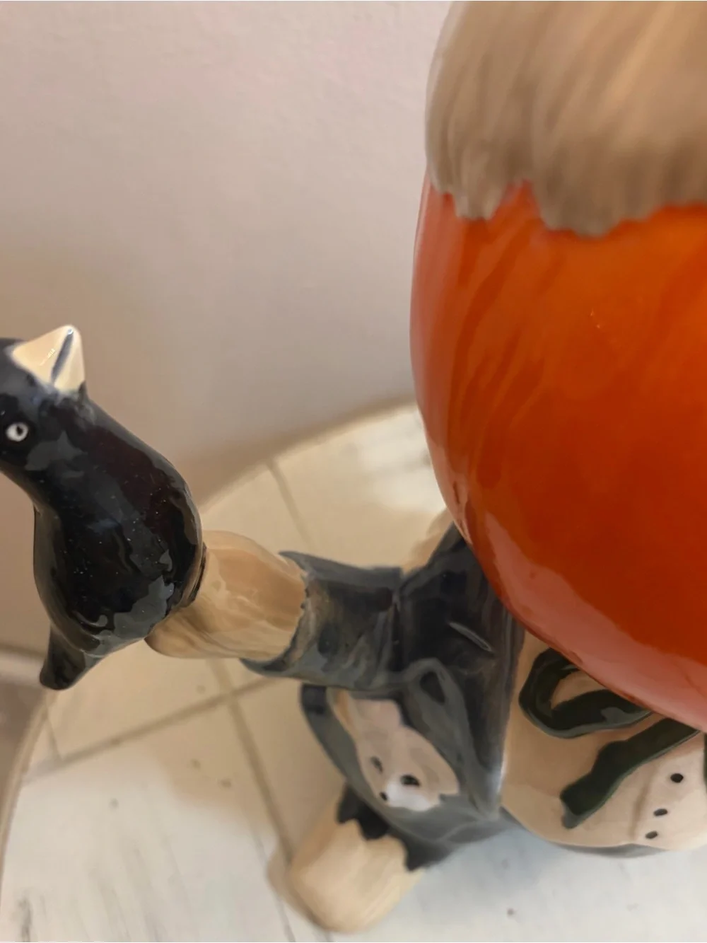 Vintage ceramic scarecrow pumpkin man lights up